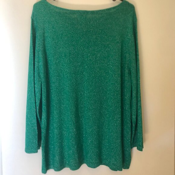 Ruby Rd. green/silver sparkly 3/4-sleeve top sz 1X - Picture 7 of 8